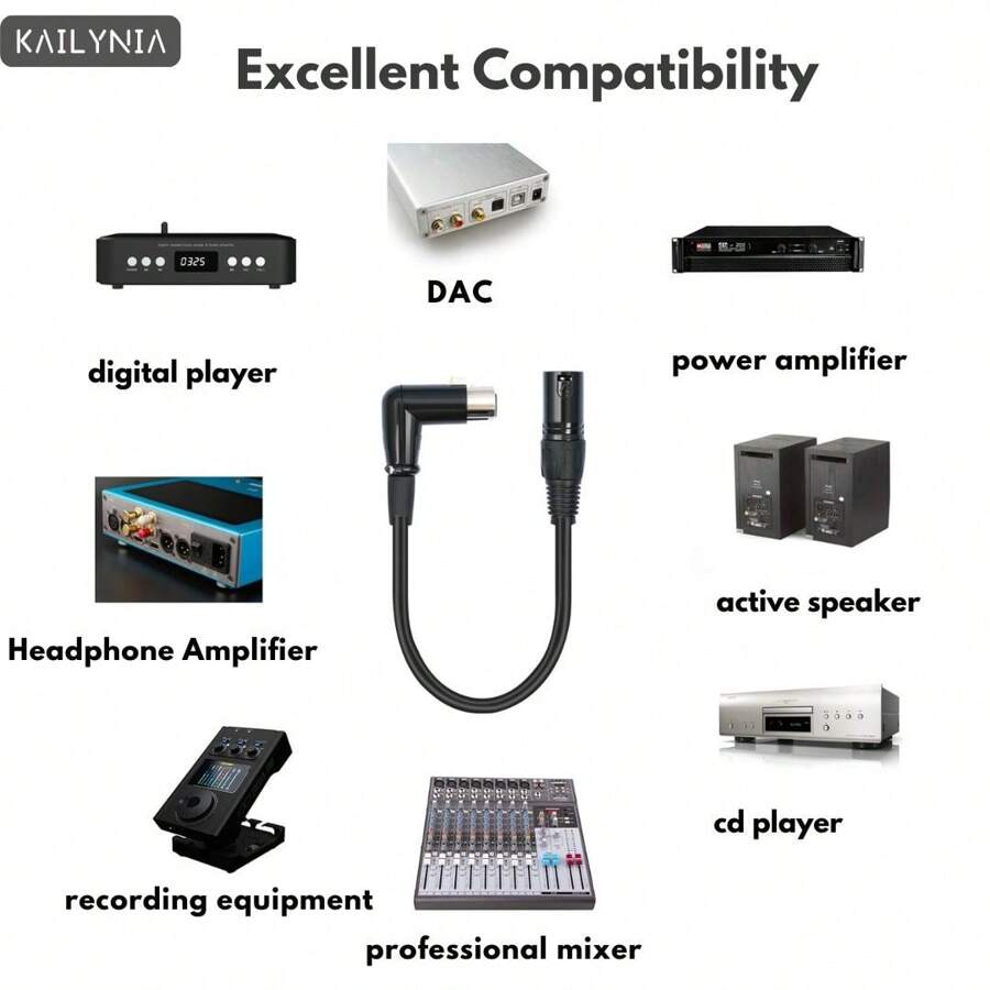 kailynia KAILYNIA XLR Microphone Extension Cable Adapter , 90 Degree