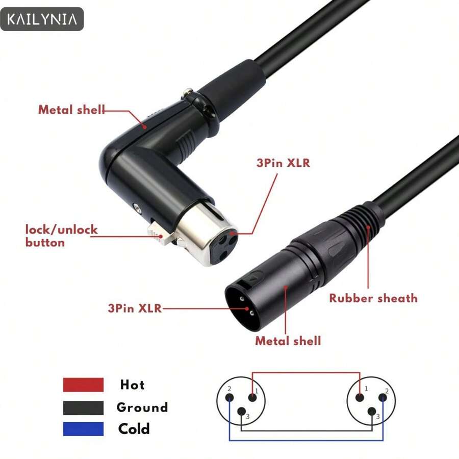 kailynia KAILYNIA XLR Microphone Extension Cable Adapter , 90 Degree