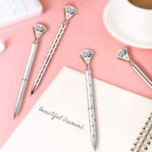 1pc Creative Nordic Style Big Rhinestone Ballpoint Pen, Bullet-Shaped Barrel, Elegant Gift Pen Back To School