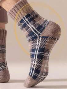 3/5 双冬季羊毛袜，女士中筒厚款保暖内衬保暖袜，羊绒柔软毛绒袜，5 种颜色，尺码 3-9 - 彩色 - 查看 5