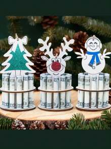 1 Kẹp tiền Giáng sinh độc đáo Giá đỡ bằng gỗ có dây trang trí, Bạn có thể viết lời chúc phúc ở mặt sau, Kẹp tiền cây thông Noel tự làm, Thích hợp làm đồ trang trí kẹp tiền, Mặt dây chuyền đồ trang trí Giáng sinh, Quà tặng Giáng sinh, Đồ trang trí Giáng sinh - Nhiều màu - Xem 2