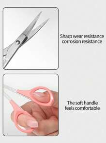 klimonla 1件指甲刀纸夹剪刀指甲尖剪简约指甲工艺剪刀指甲贴纸剪刀精致锋利剪刀工具 - 粉色 - 查看 5