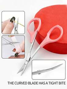 klimonla 1件指甲刀纸夹剪刀指甲尖剪简约指甲工艺剪刀指甲贴纸剪刀精致锋利剪刀工具 - 粉色 - 查看 2