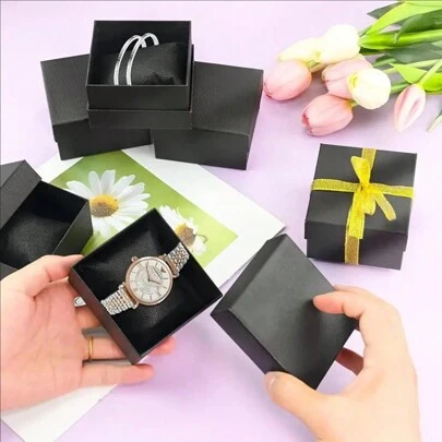 1/12pcs Nylon Watch Gift Boxes, Leather Lined, Rectangular Jewelry Display Boxes For Watches, Rings And Earrings - Elegant Storage Solution For Men And Women,Exquisite Christmas And Valentine's Day Gifts Sun Travel Cool Back To School
