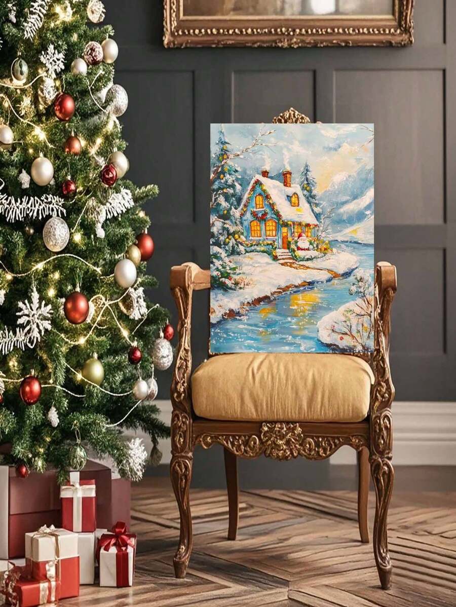 MEIYUDA Malen Nach Zahlen Weihnachten - DIY Ölgemälde Set Mit Rahmen 25x35cm