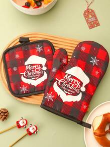 2 件套厨房套装，耐微波炉/烤箱手套和垫子，加厚隔热，适合派对、礼物、生日、圣诞节 - 彩色 - 查看 6