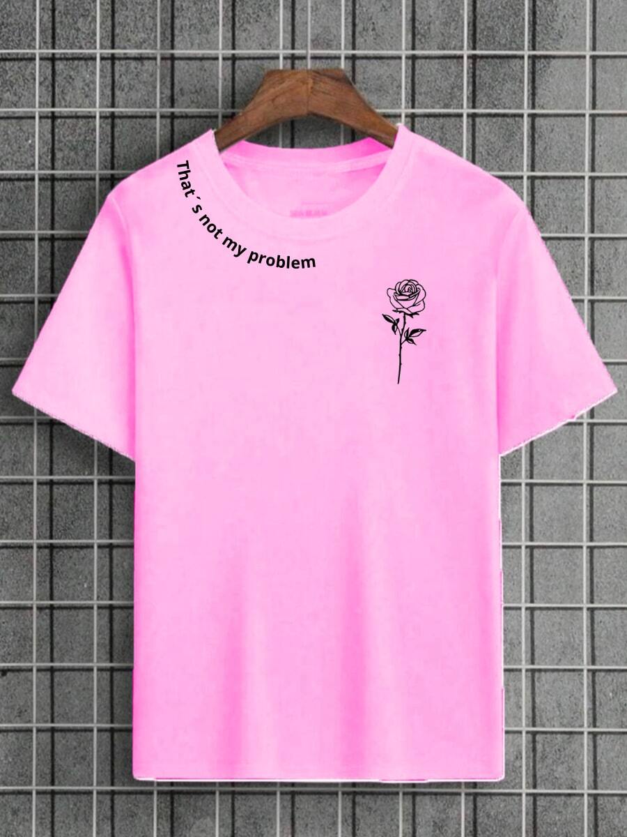 Men's T-Shirt ROSE 100% Cotton New Release - 粉色 - 查看 1