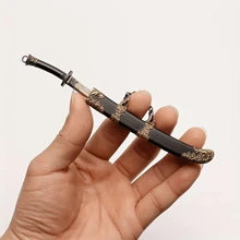 Mini Sword Key Chain Set With Sheath - Yellow Iron, Suitable For Outdoor Leisure And Collectors Over 18 Years Old - Multicolor - View 5