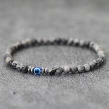 1 pezzo Braccialetto con perline piccole da 4 mm in turchese,onice,ossidiana e occhio del diavolo, braccialetto da uomo fatto a mano, portafortuna, amicizia, gioielli con occhi blu