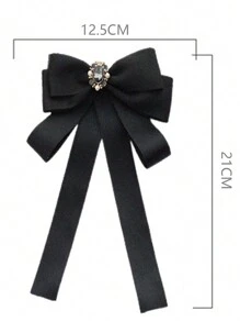 1 件领带、女士小香水款式、大蝴蝶结、黑色哑光珍珠、多功能丝带、别针、女士学院风格配饰、胸针情人节情人节礼服配饰衣服别针包饰学校学院办公室配饰衬衫夹克珠宝圣诞节万圣节衣服别针有趣可爱的教师礼物 - 黑色 - 查看 4