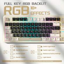 ATTACK SHARK X87 Wireless Mechanical Gaming Keyboard, Tri-Mode BT5.0/2.4GHz/USB-C Gasket Hot Swappable Custom Keyboard, Pre-Lubed Strawberry Switches, 75% TKL RGB Backlit Keyboard - 起司白 - 查看 6