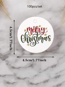 100 piezas/Set Etiquetas de regalo de Navidad, Etiquetas Feliz Navidad, Etiquetas de papel para empaquetar regalos de oficina, Regalos navideños y pequeños regalos para fiestas, Día de San Valentín
