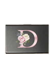 6 个卡槽卡套男士 S 射频识别模块铝合金超薄钱包钱包金粉印花钱包带粉色花卉字母 A-Y 满足日常收纳需求携带方便适合工作购物派对赠送给家人朋友情侣生日礼物纪念品卡夹钱包名片夹信用卡夹