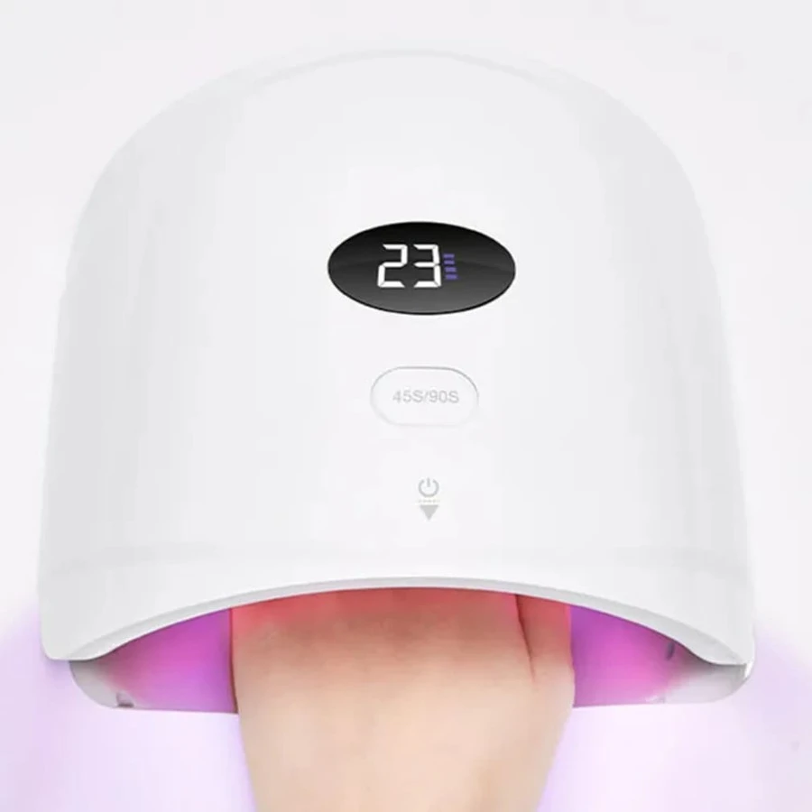 48W UV LED 指甲烘干机，带金属底座，可充电，适用于沙龙美甲 - 白色 - 查看 1