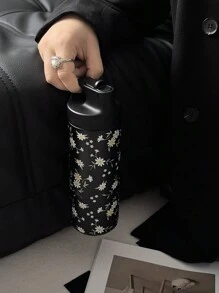 1 件 550ml/18.6oz 白色雏菊真空隔热水瓶、保温杯、翻盖吸管、旅行和户外、健身、平底、汽车杯、四季饮具、返校节礼物 - 彩色 - 查看 6