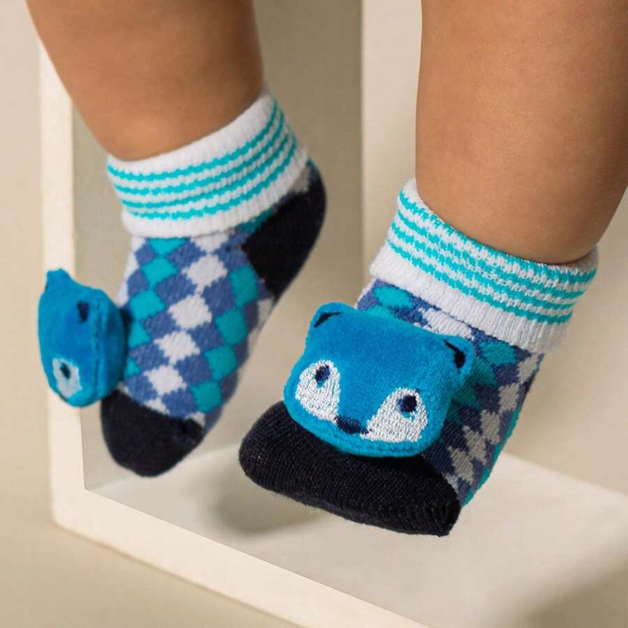 Meias Dallf Slipper Socks Newborn Animal Maternity Layette Resistant Dallf - Blue - View 1