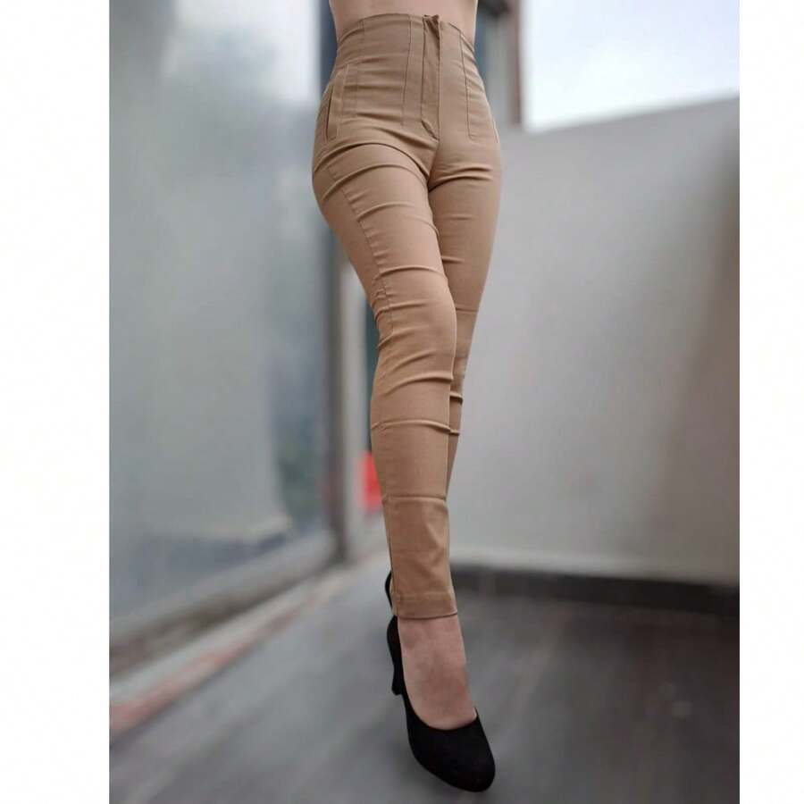 Stretch Pleated Trousers For Women - 駝色 - 查看 1