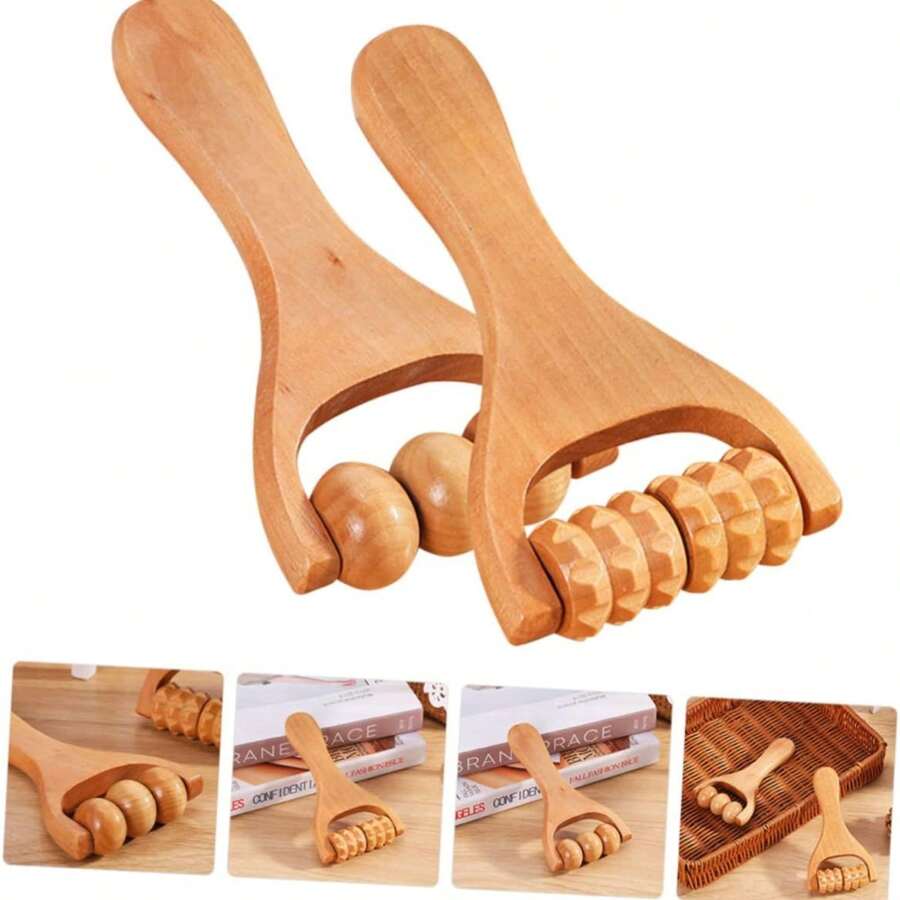 2Pcs Massage Hand Roller Ergonomic Foot Massager Massage Supply Neck Massager Handheld Massager Point Massager Tool Muscle Massager Roller Back Wooden Whole Body Massage Ball, School, Back To School, Travel, Travel Essentials, Home Essentials, Spa, Massage Tool, Massage, Massager, Spa