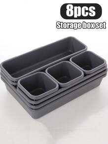 Bộ 8 ngăn kéo nhà bếp màu trắng, hộp đựng đồ dùng chia ngăn, ngăn kéo bàn làm việc, hộp đựng đồ dùng đa năng, thiết kế đơn giản và bền bỉ cho mỹ phẩm, phòng ngủ, nhà bếp, văn phòng - Nhiều màu - Xem 13