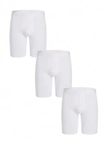 3 条装白色长款男士内裤性感平角裤男士内裤运动短裤字母松紧带男式平角裤 - 白色 - 查看 5