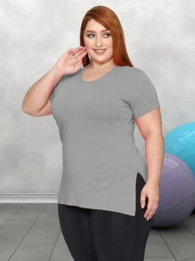 KIT 3 Plus Size Blouses Leggings Vest Butt Cover Long T-Shirt - ĐEN/XÁM/BORDON - Xem 4