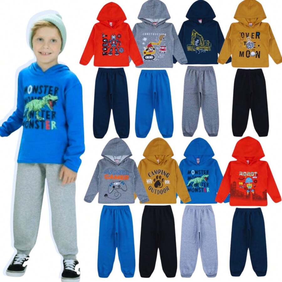 Kit With 6 PIECES Of Children's Sweatshirts For Boys With Hood Size 1 To -3 Coats + 3 Pants - 彩色 - 查看 1