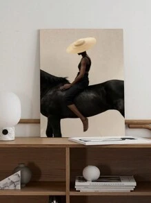 1 件現代輕奢帆布海報,黑馬帆布牆壁藝術,浴室臥室辦公室客廳牆壁裝飾藝術品壁畫,家居裝飾,無框 - 黑色 - 查看 1