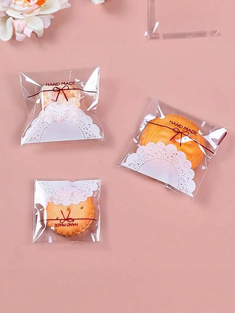 40/80 chiếc Túi đựng bánh quy hoạt hình in nơ ren trong suốt, Túi đựng kẹo bằng nhựa có nhãn dán, Bao bì bánh ngọt riêng lẻ, Đồ ăn nhẹ trong suốt, Vật tư đóng gói quà tặng Túi đựng quà tặng kẹo cưới - Nhiều màu - Xem 1