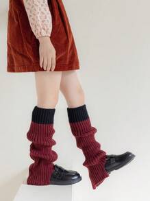 1 Cặp quần tất giữ ấm chân JK Crew phong cách mùa thu/đông cho bé gái, mở phía trước nhiều màu, dành cho trẻ em - Đỏ - Xem 2