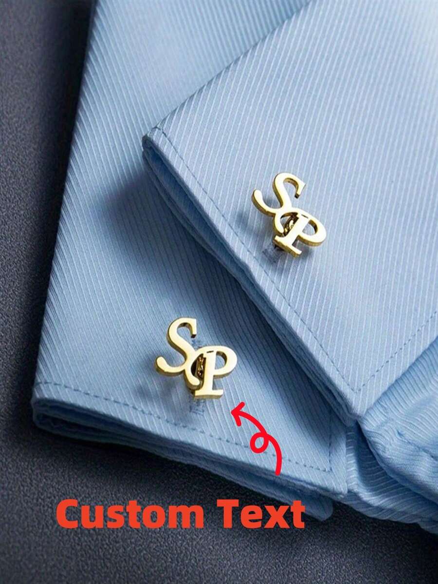 1 Pair Of Simple Fashion Classic Custom Letter Cufflinks Are Suitable