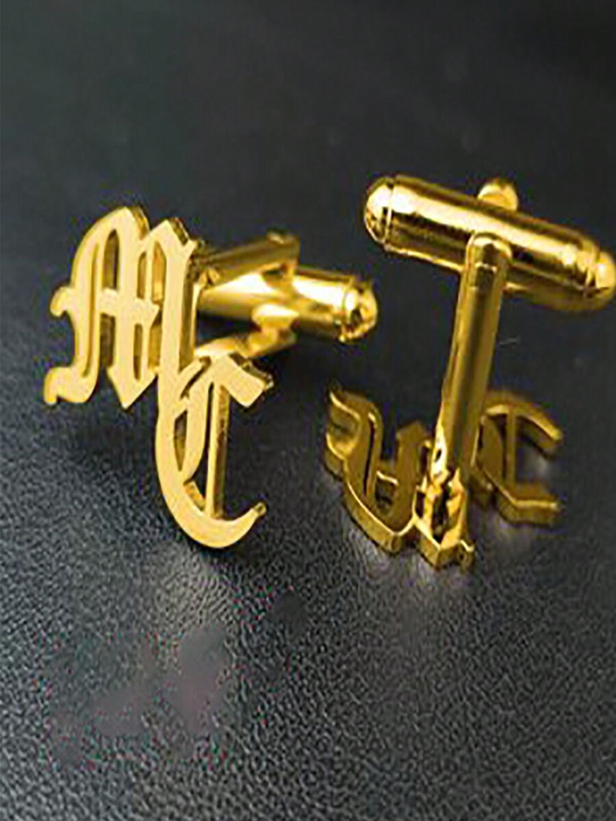 1 Pair Of Simple Fashion Classic Custom Letter Cufflinks Are Suitable