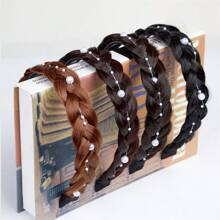 四股合成纤维编织发箍，梳状编织发圈，发饰，弹性编织发箍，女士假发 - 彩色 - 查看 7