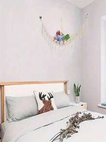 Bolsa de malla triangular colgante de pared tejida a mano, organizador de pared para el dormitorio, hamaca para muñecas y figuras (estilos aleatorios antiguos/nuevos)