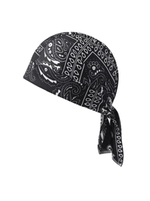 1pc Unisex Paisley Pattern Pirate Hat With Elastic Band Back, Flexible Fabric Material For Casual Wear