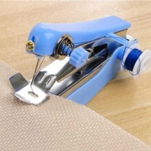 1PC Blue Color Hand Sewing Machine Portable Mini Needlework Cordless Hand-Held Clothes Useful Handwork Sewing Tools For Daily Use - Blue - View 3