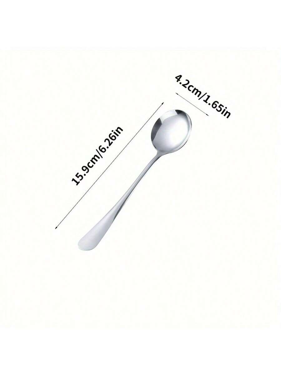 طقم 6 ملاعق حساء سميكة مستديرة من الفولاذ المقاوم...