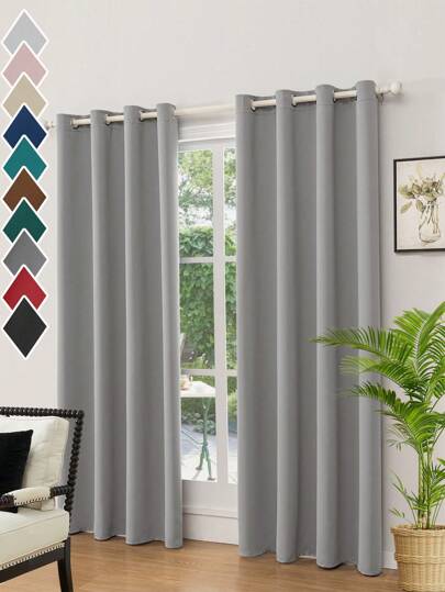 1pc Or 2pcs Optional Top Eyelet Curtain Panels, Premium Fabric Triple Weave Blackout Thermal Insulating Curtains, Suitable For Bedroom And Living Room Darkening, Light Gray Curtains