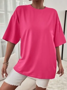 圣诞节、感恩节定制礼物、个性化女士 T 恤 - 添加您自己的文字/图像（口号/姓名/徽章/公司徽标/家庭照片/自拍）来设计您自己的定制印花 T 恤、周年纪念礼物、情人节、圣诞节、感恩节、新年图案、婴儿/情侣/家庭/宠物照片、定制 T 恤 - 玫紅色 - 查看 2