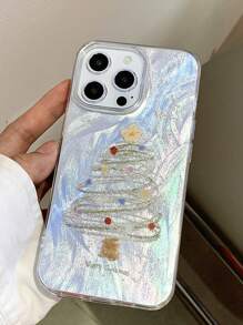 1 个闪光彩虹羽毛欧根纱手机壳,防震外壳,适用于 Apple iPhone 15 Pro Max,适用于 iPhone 14、13、12、11 圣诞树,风格清新 - 彩色 - 查看 3