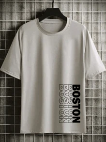 BOSTON Men's T-Shirt 100% Cotton New Release - Grey - View 1