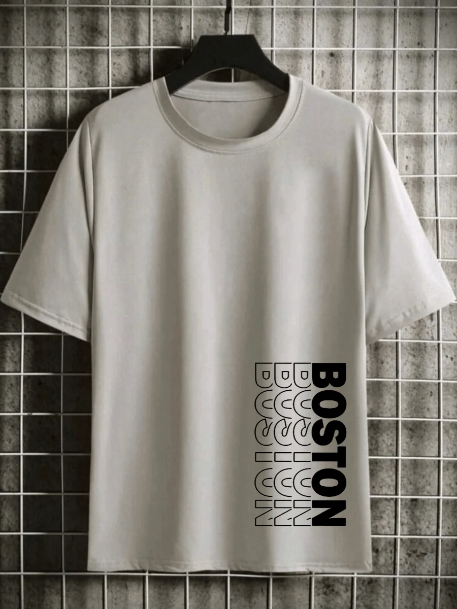 BOSTON Men's T-Shirt 100% Cotton New Release - Grey - View 1