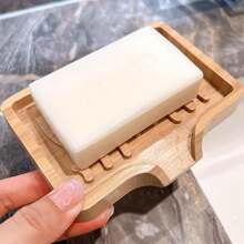 1 khay đựng xà phòng tre, khay đựng xà phòng bằng gỗ cho phòng tắm, khách sạn, trang trí nhà cửa, làm khô mặt bàn, khay tắm - Màu Khaki - Xem 2