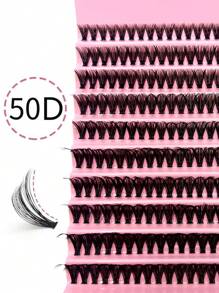 Cụm lông mi tự làm, Cụm lông mi dài và cong, Cụm lông mi đơn siêu dày, Cụm lông mi dài và mảnh, Cụm lông mi 50D, Lông mi hoạt hình dài và mảnh tự làm hoàn hảo cho người mới bắt đầu tại nhà, Độ cong D 0,07mm, Lông mi tự nhiên hỗn hợp 8-16mm, 50D/200 chiếc - D - Xem 1