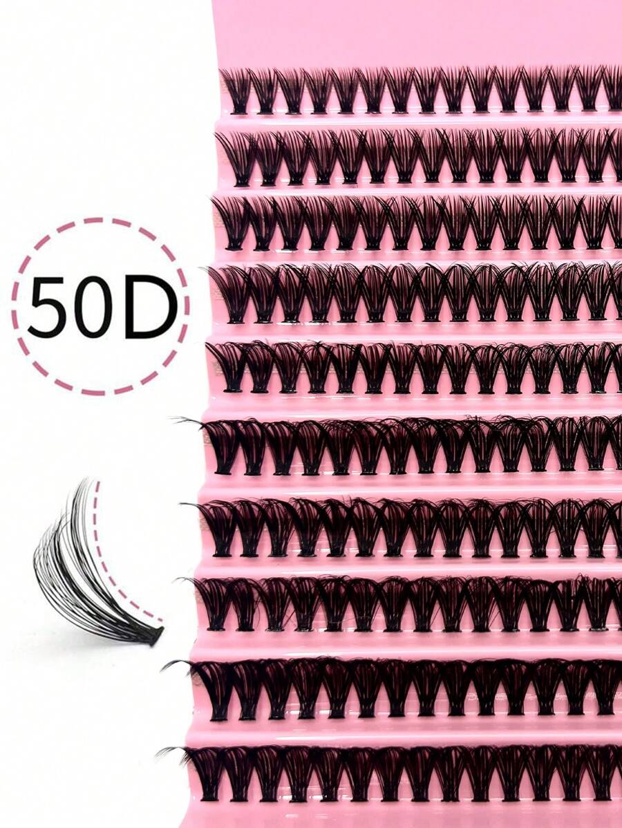 Cụm lông mi tự làm, Cụm lông mi dài và cong, Cụm lông mi đơn siêu dày, Cụm lông mi dài và mảnh, Cụm lông mi 50D, Lông mi hoạt hình dài và mảnh tự làm hoàn hảo cho người mới bắt đầu tại nhà, Độ cong D 0,07mm, Lông mi tự nhiên hỗn hợp 8-16mm, 50D/200 chiếc - D - Xem 1