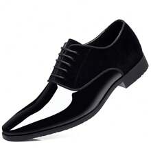 Zapatos Oxford para hombres, con alto brillo, de corte bajo y puntera cuadrada, cordones, zapatos formales de traje y esmoquin para usar en situaciones de negocios y casual, regalo del Día de San Valentín