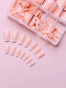 120 Stück Vollabdeckung quadratische weiße Spitzen Französische Maniküre Nagel Aufkleber Aufklebe-Nägel Nagelzubehör