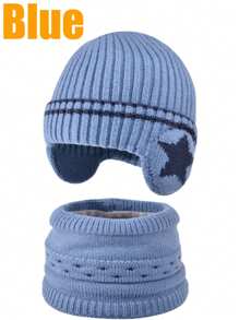 2pcs Children 3-12 Years Old Winter Hat And Scarf Set, Warm Wool-Lined Beanie Hat And Scarf Set For Boys And Girls