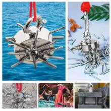 4 合 1 重型钓鱼磁铁套装（60 毫米双面磁铁 + 10 米绳 + 安全扣 + 防滑手套）、检索、寻宝、重金属回收工具 - 銀色 - 查看 4