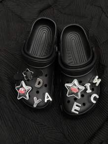 10 phụ kiện khóa giày trang trí hình ngôi sao và chữ có thể tháo rời cho dép xăng đan và guốc đi biển - Đỏ - Xem 1