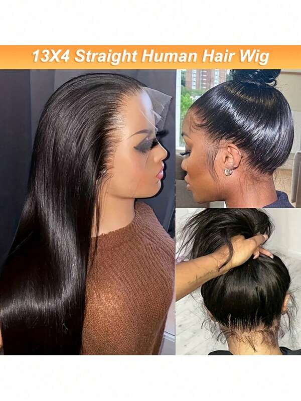 Straight Lace Front Wigs Human Hair 13x4 Lace Frontal Wigs 180 Density Unprocessed Brazilian Straight Virgin Human Hair Wigs Pre Plucked With Baby Hair For Women 24 Inch